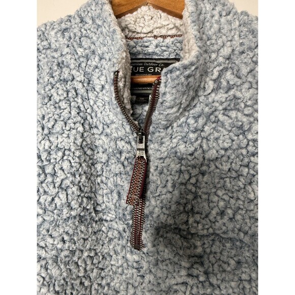True Grit Pullover Sweater Mens 2XL Blue Fuzzy Quarter Zip Sherpa Fleece Cozy - Picture 6 of 8